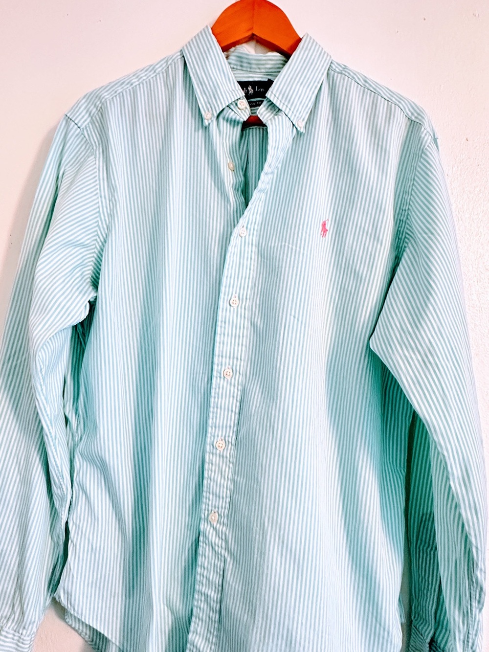 Ralph Lauren Light Mint & White Striped Button-Down Shirt